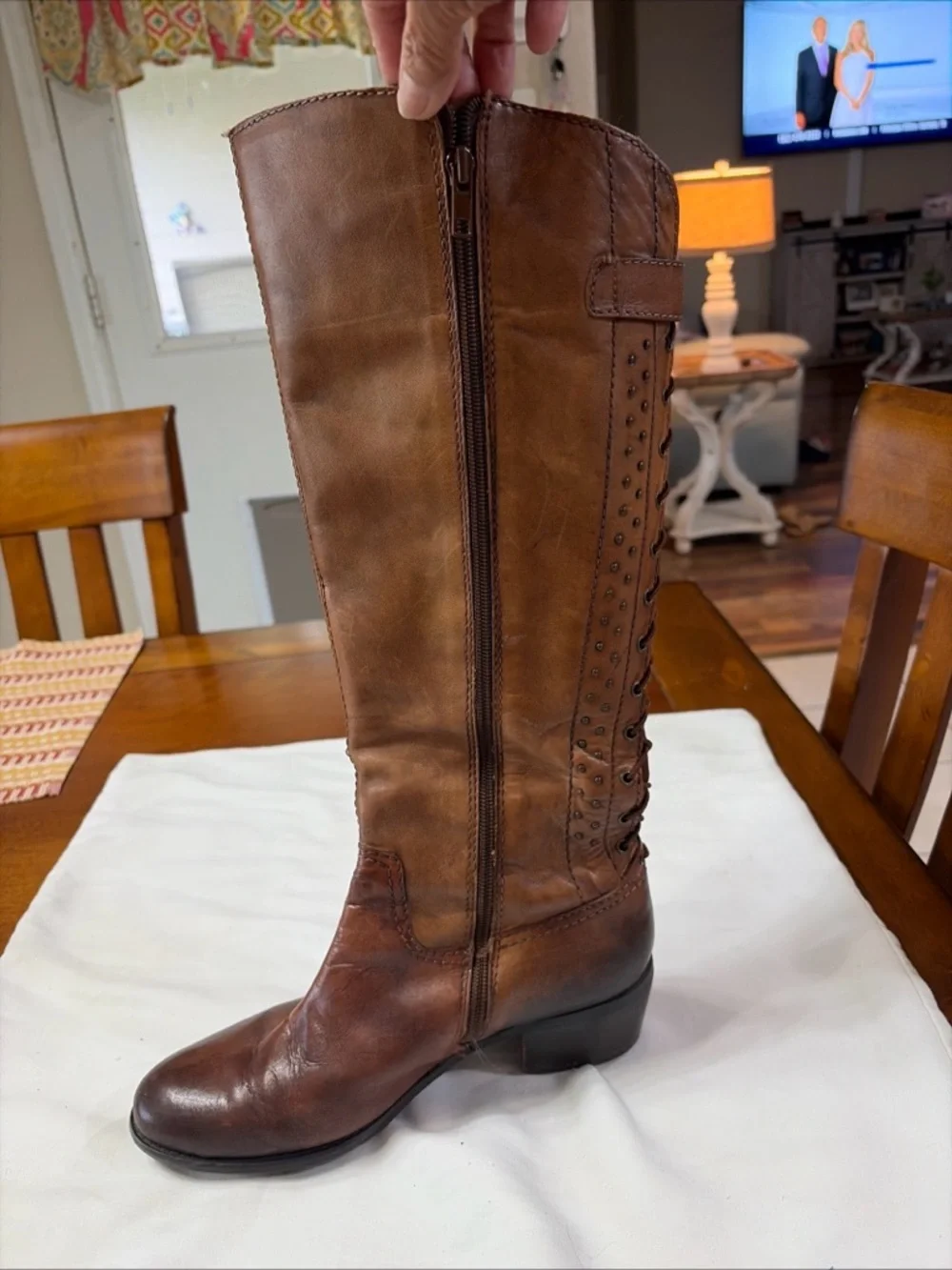 Arturo Chiang Brown Leather Over-the-Knee Zip Boots
